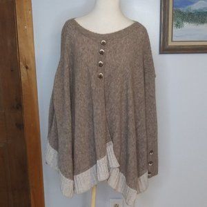 Made in Italy unique poncho style sweater with arms Tricot Chic neutral colors